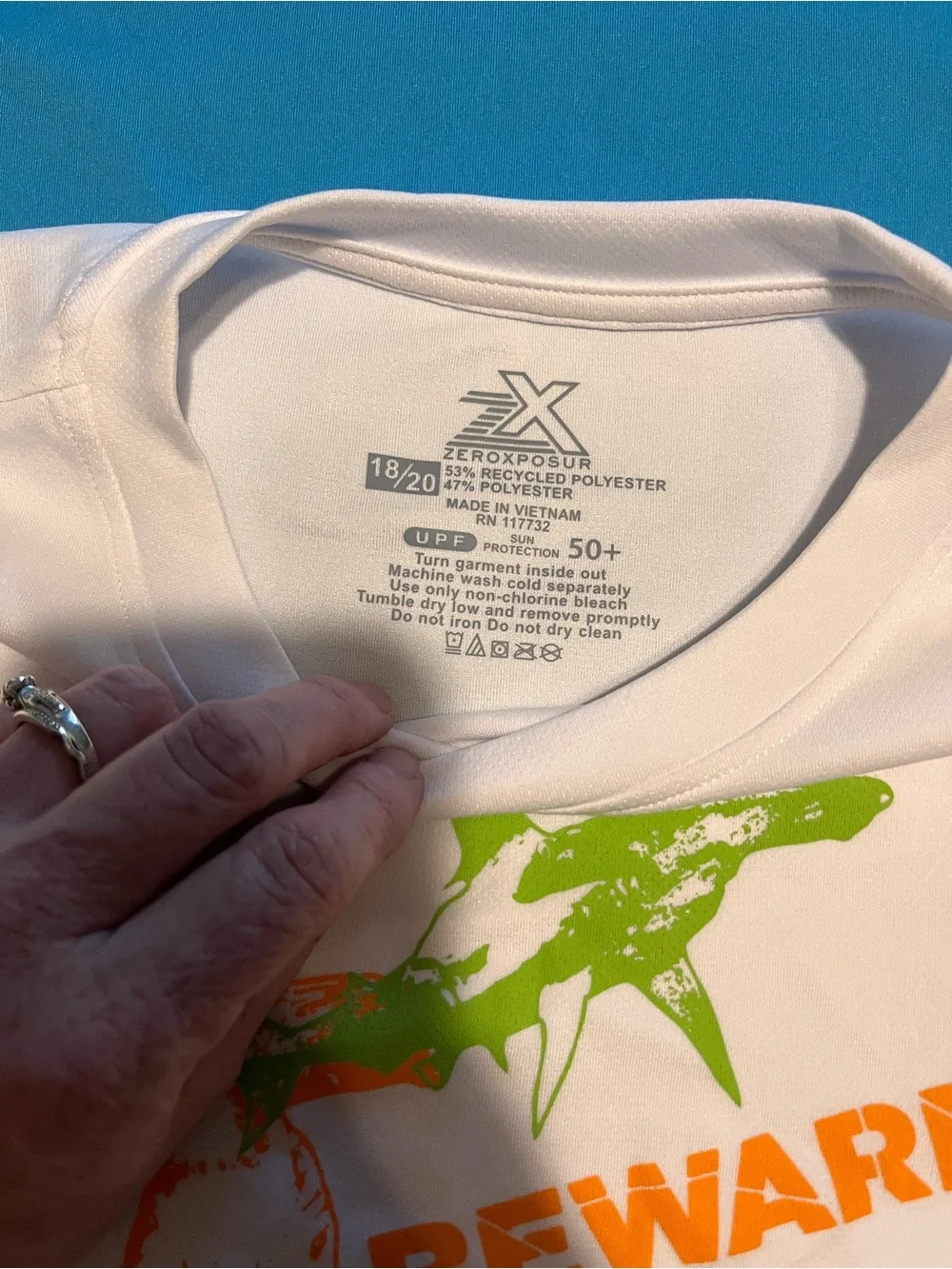 Size 18/20 boys swim shirts and swim trunks